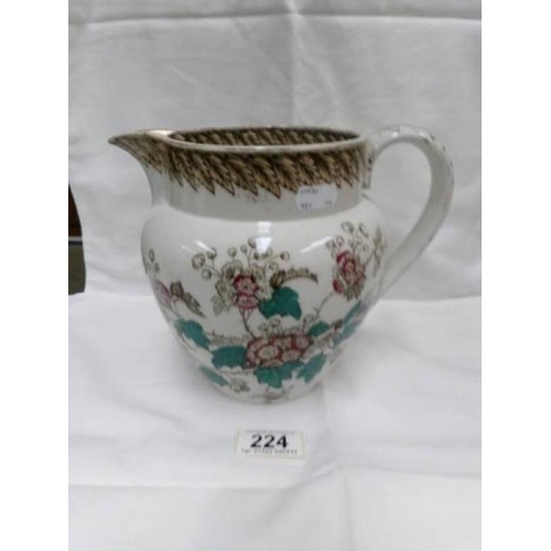 224 - A good early Victorian Staffordshire transfer and hand painted jug in good order