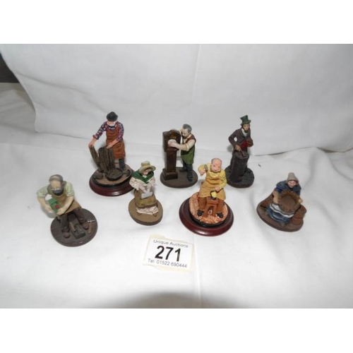 271 - 7 British miniature fine art sculptures of working people