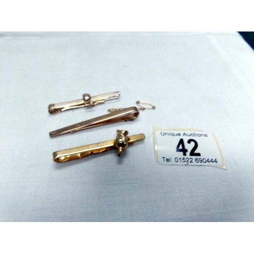 42 - 3 9ct gold tie pins