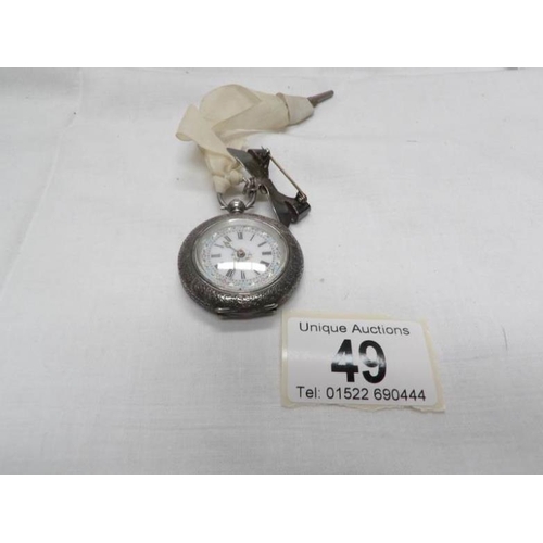 49 - A Victorian ladies silver fob watch