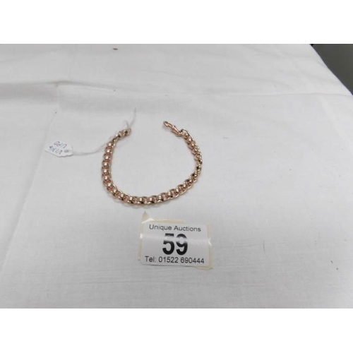 59 - A fancy link vintage rose gold bracelet, 18.6gms