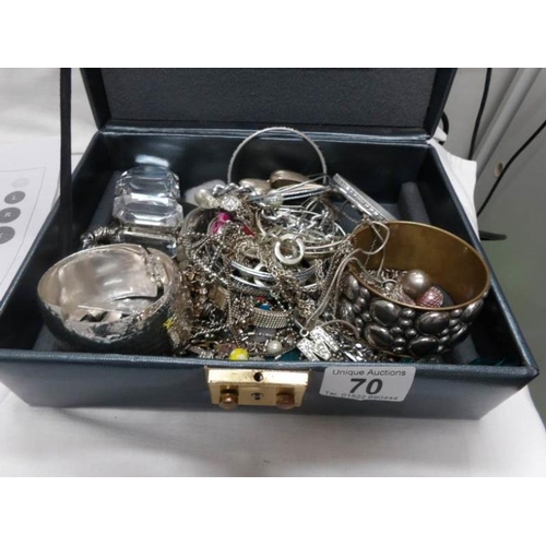 70 - A quantity of silver coloured metal vintage jewellery in jewellery box