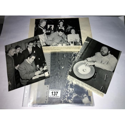 137 - A collection of original photographs of Joe Louis, Freddie Mills, Bruce Woodcock and 2 early olympic... 