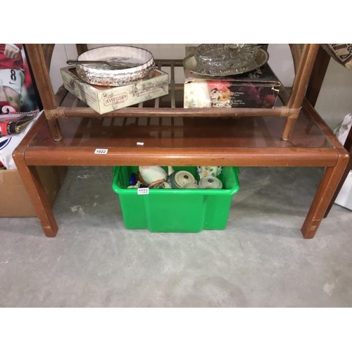 1022 - A teak coffee table with glass top