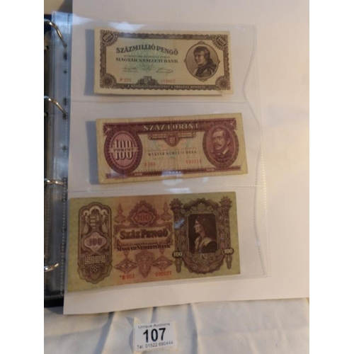 107 - An album of approximately 20 uncirculated and high quality bank notes