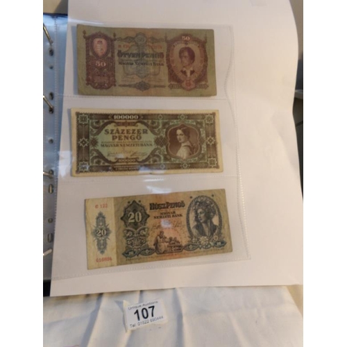 107 - An album of approximately 20 uncirculated and high quality bank notes