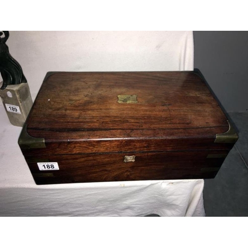 188 - A Georgian brass bound writing box