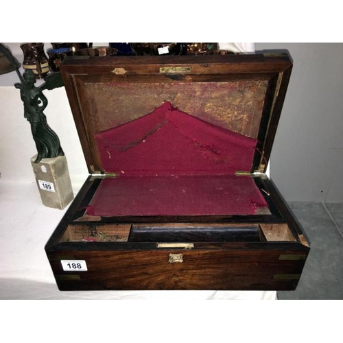 188 - A Georgian brass bound writing box