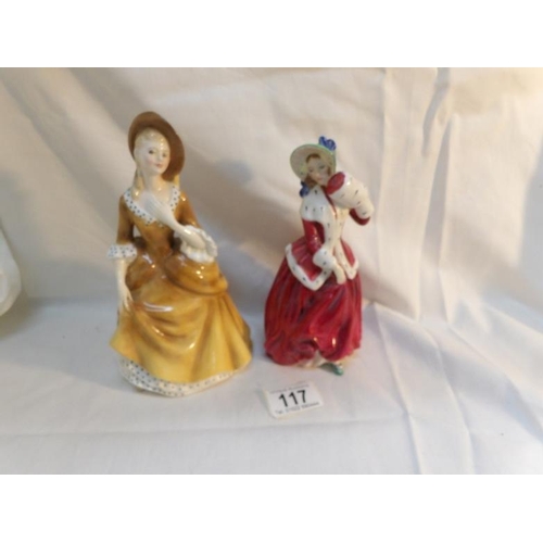 117 - 2 Royal Doulton figurines 'Sandra' and 'Christmas Morn'