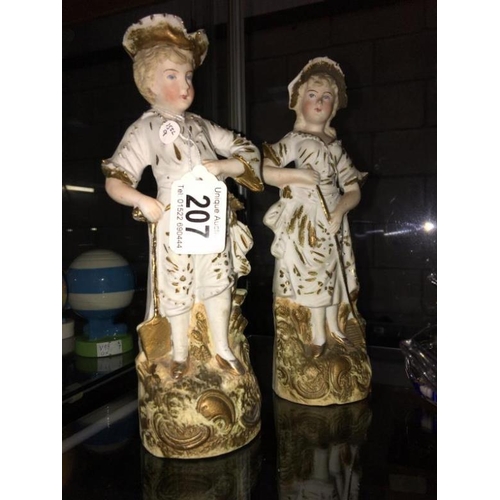 207 - 2 Edwardian bisque figures