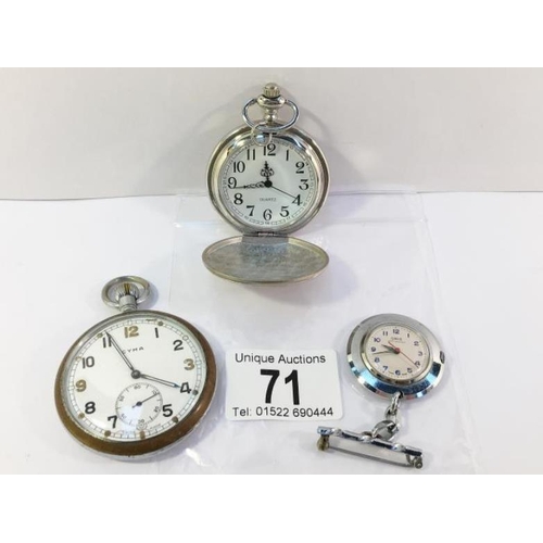 71 - 2 pocket watches and a fob watch