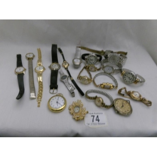 74 - A large quantity of ladies wrist watches including 1960's cocktail watches