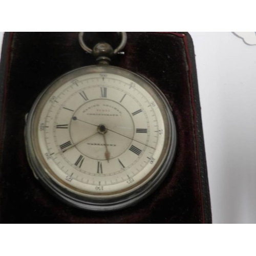 38 - A 19th century silver Marine Decimal chronograph, No. 71411, Warranted, maker W H, H M London 1878/7... 