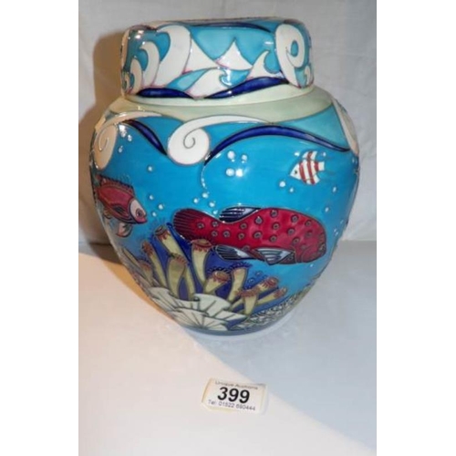 399 - A limited edition Moorcroft lidded ginger jar of sea life scene, 94/100 (chip on lid)