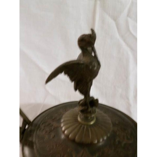 453 - A 19th century bronze serpent and bird lidded dish