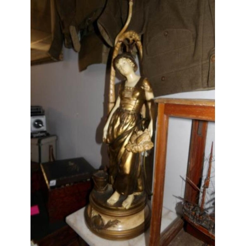 712 - A pair of spelter figural lamp bases