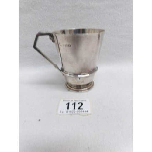 112 - A silver christening mug with engraving, H M Birmingham 1922, approximately 120g