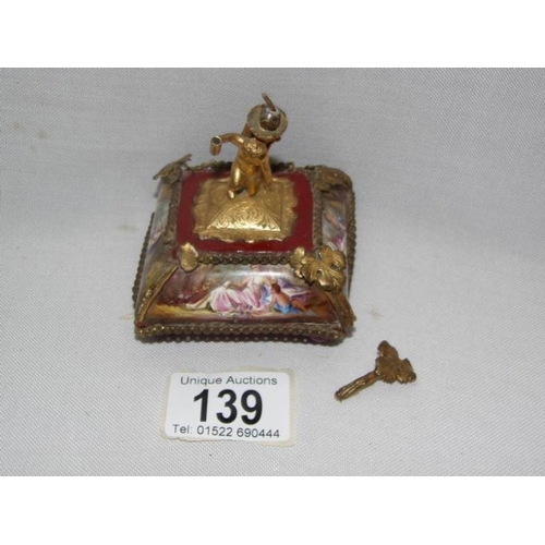 139 - A collection of 19th century Austrian hand painted music boxes and other items including a grand pia... 