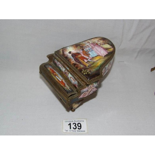 139 - A collection of 19th century Austrian hand painted music boxes and other items including a grand pia... 