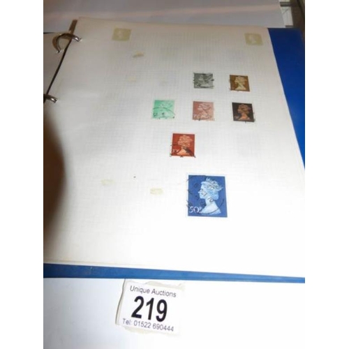 219 - 2 albums of mainly British stamps inlcuding u/m blocks, F H originals and machins