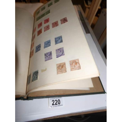 221 - Several sheets of world stamps, a stamp album and a box of stamps