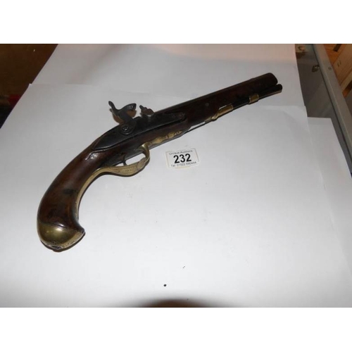 232 - A 19th century continental converted percussion pistol,. a/f