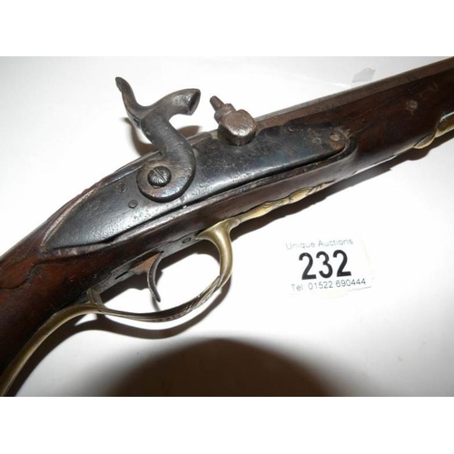 232 - A 19th century continental converted percussion pistol,. a/f