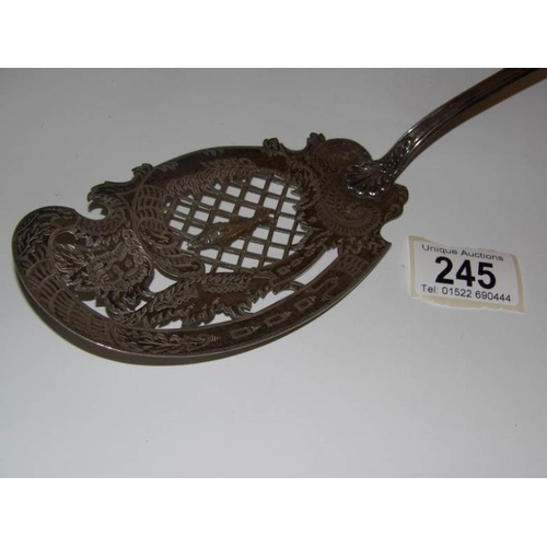 245 - An ornate 19th century fish slice (possibly continental silver)