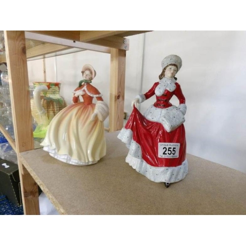 255 - 2 Royal Doulton pretty ladies figures, autumn and winter