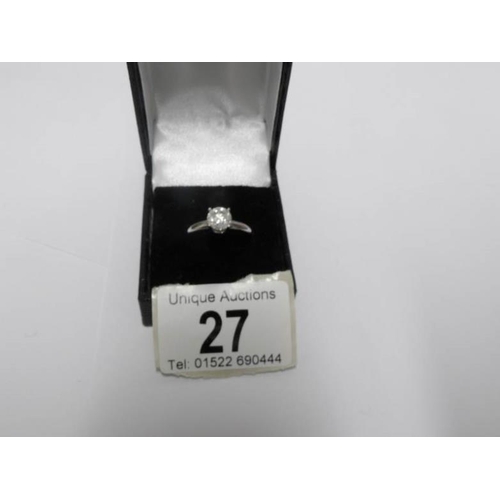 27 - An 18ct white gold 1.5ct diamond solitaire ring, size P