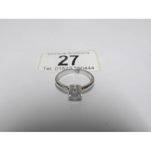 27 - An 18ct white gold 1.5ct diamond solitaire ring, size P