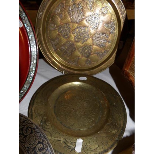 584 - A tray and 3 plates including one silver