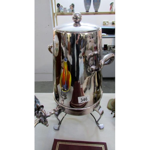 346 - A unusually shaped silver plated tea urn