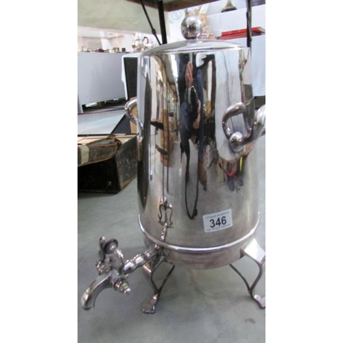 346 - A unusually shaped silver plated tea urn