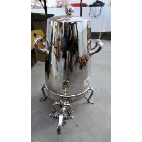 346 - A unusually shaped silver plated tea urn