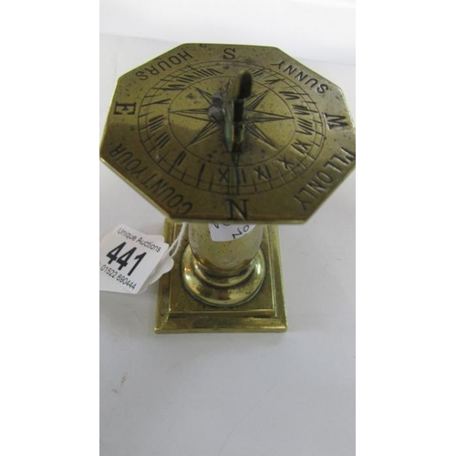 441 - A miniature brass table sundial