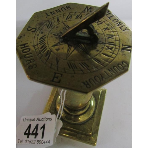 441 - A miniature brass table sundial