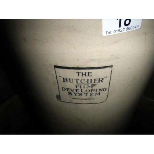 18 - 3 large stoneware storage jars. The 'Butcher' film developing system