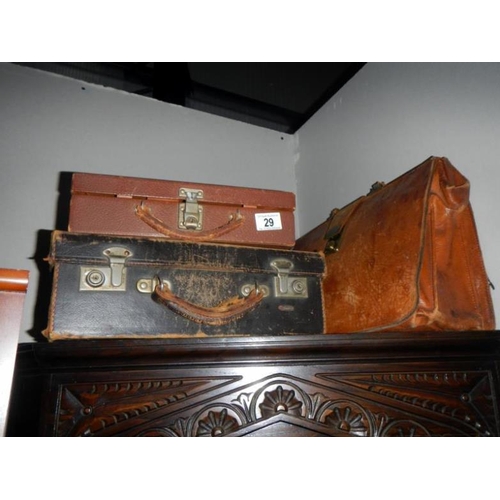 29 - 2 vintage suitcases & a briefcase