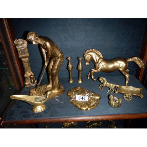 344 - A quantity of brass figures etc. (28 pieces)