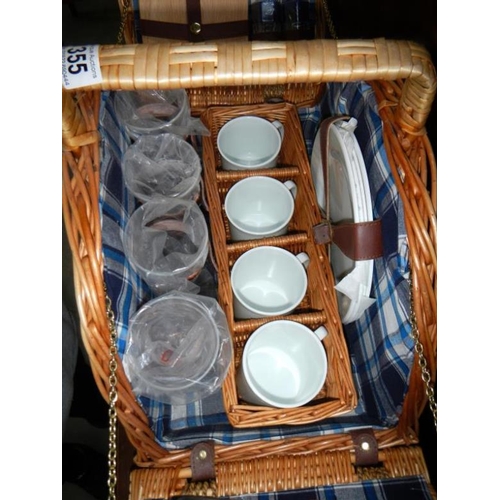 355 - An arched picnic hamper, complete & unused