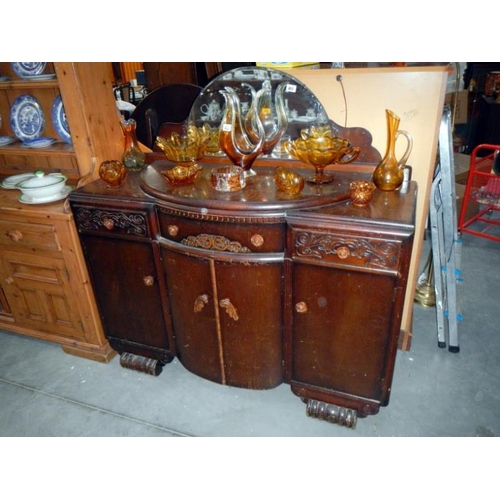 401 - A mirror backed sideboard & a round galleried table