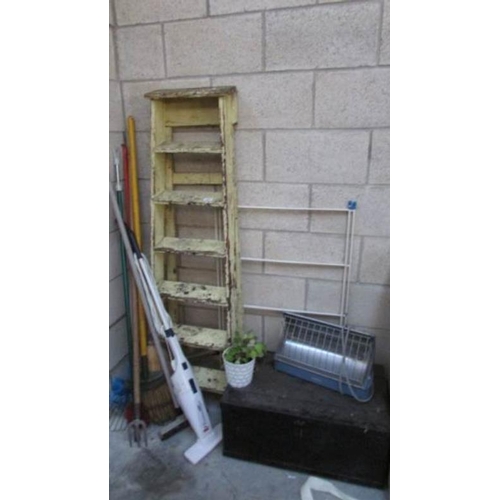 422 - A mixed lot including step ladder, tool box etc