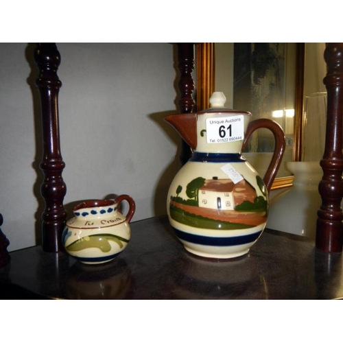 61 - 10 items of Devon 'mottoware' including jugs & teapot etc