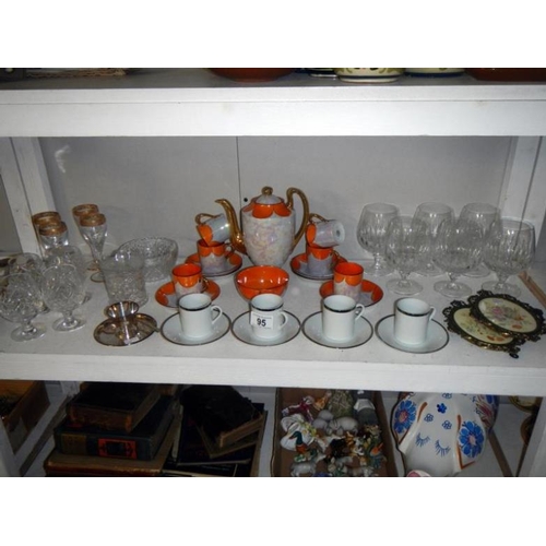 95 - A mixed lot of glassware & coffee sets etc.