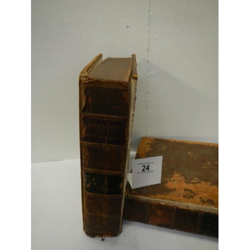 24 - A 1806 edition of Samuel Johnson's Dictionary in 2 volumes (complete, both front and back board deta... 