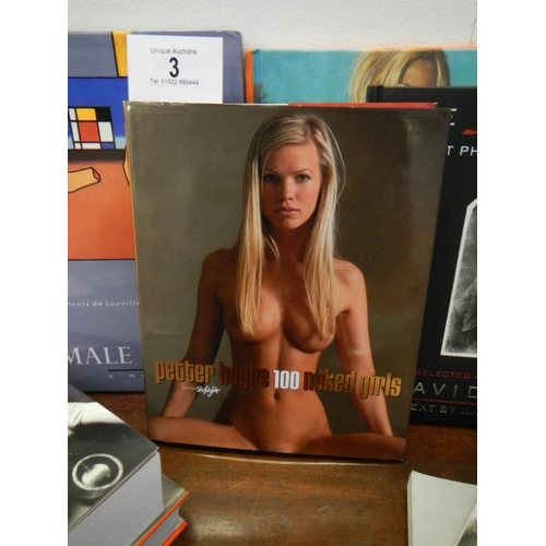 3 - A collection of nude, erotic and photography books including peter heggre 100 naked girls, The Male ... 