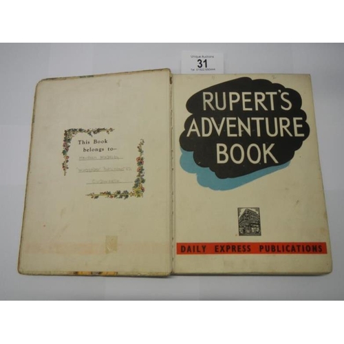 31 - 1940 Rupert's Adventure Book (complete, inscription, good copy)