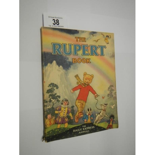 38 - 1948 The Rupert Book (inscription, slight wear to bottom of spine) and Rupert Stories Mary Tourtel (... 