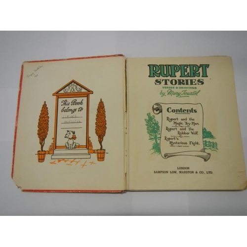 38 - 1948 The Rupert Book (inscription, slight wear to bottom of spine) and Rupert Stories Mary Tourtel (... 